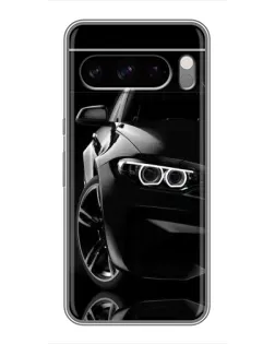 Чехол для TECNO Pop X с картинкой «Черная BMW — профиль»