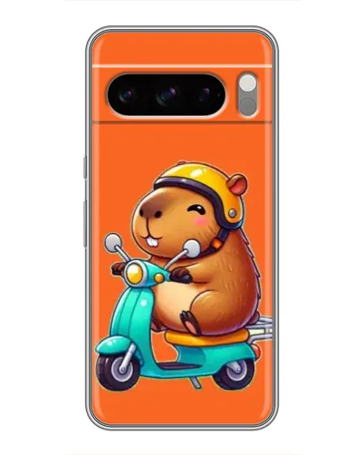 Чехол для TECNO Pop X с картинкой «Капибара на скутере»