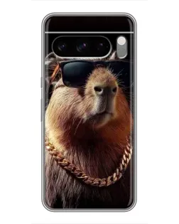 Чехол для TECNO Pop X с картинкой «Капибара золотая цепь»