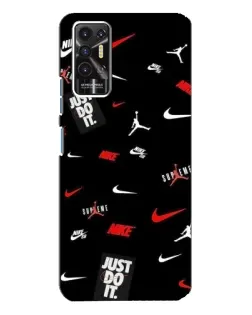Чехол для TECNO Pova 2 (LE7n) с картинкой «Nike Mix Pattern»