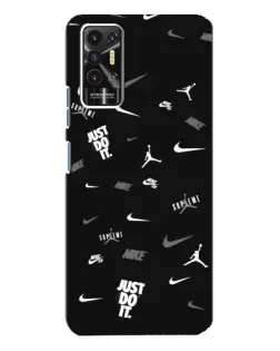 Чехол для TECNO Pova 2 (LE7n) с картинкой «Nike Black Pattern»