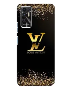 Чехол для TECNO Pova 2 (LE7n) с картинкой «LV — золотые искры»