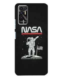 Чехол для TECNO Pova 2 (LE7n) с картинкой «NASA — шагаем по Луне»