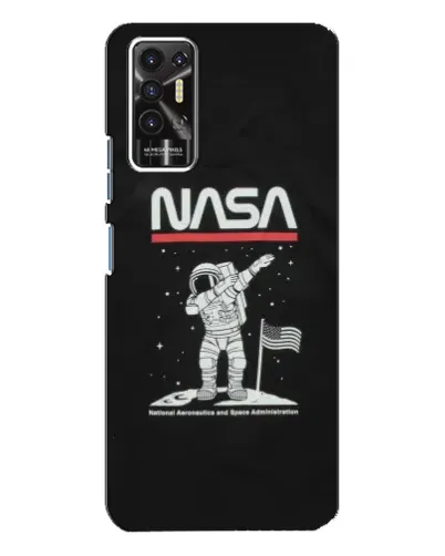 Чехол для TECNO Pova 2 (LE7n) с картинкой «NASA — шагаем по Луне»