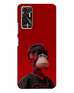 Чехол для TECNO Pova 2 (LE7n) с картинкой «Bored Ape в красном»