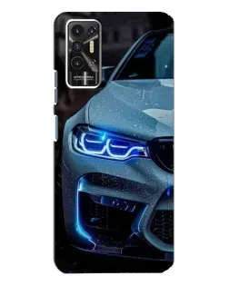 Чехол для TECNO Pova 2 (LE7n) с картинкой «Взгляд BMW с синими фарами»
