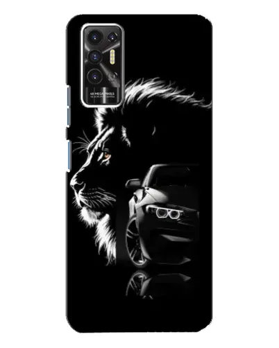 Чехол для TECNO Pova 2 (LE7n) с картинкой «BMW и лев»