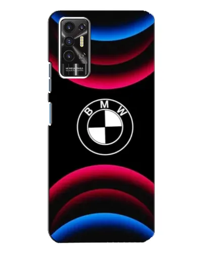 Чехол для TECNO Pova 2 (LE7n) с картинкой «Логотип BMW и неоновые дуги»