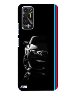 Чехол для TECNO Pova 2 (LE7n) с картинкой «Силуэт BMW в темноте»