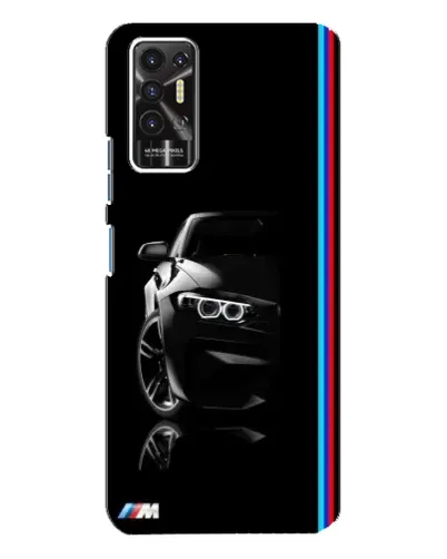 Чехол для TECNO Pova 2 (LE7n) с картинкой «Силуэт BMW в темноте»