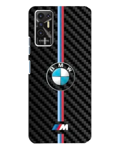 Чехол для TECNO Pova 2 (LE7n) с картинкой «Эмблема BMW и карбон»