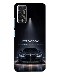 Чехол для TECNO Pova 2 (LE7n) с картинкой «BMW сквозь ночной город»