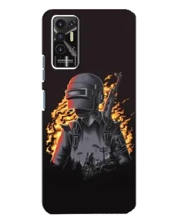 Чехол для TECNO Pova 2 (LE7n) с картинкой «PUBG — огненный силуэт»