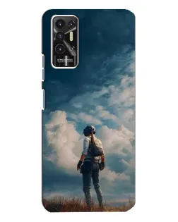 Чехол для TECNO Pova 2 (LE7n) с картинкой «Герой PUBG на скале»
