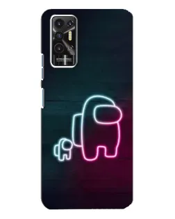 Чехол для TECNO Pova 2 (LE7n) с картинкой «Among Us неон-арт»