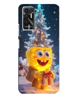 Чехол для TECNO Pova 2 (LE7n) с картинкой «Рождественский Спанч Боб»