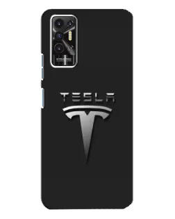 Чехол для TECNO Pova 2 (LE7n) с картинкой «Стальной логотип Tesla»
