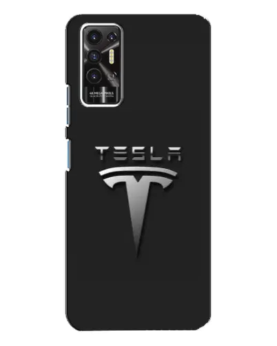 Чехол для TECNO Pova 2 (LE7n) с картинкой «Стальной логотип Tesla»