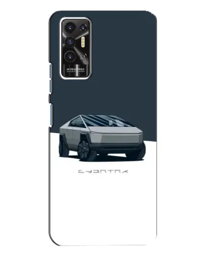 Чехол для TECNO Pova 2 (LE7n) с картинкой «Серебристый Cybertruck Tesla»