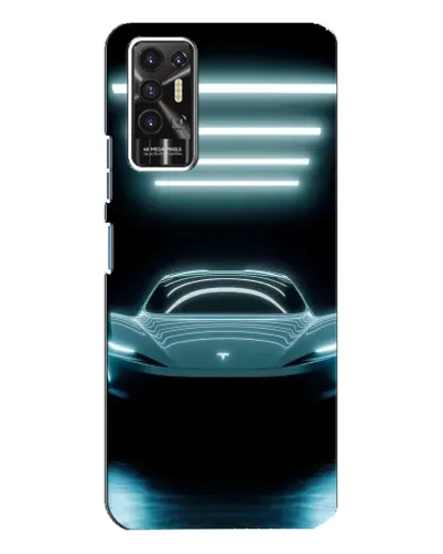 Чехол для TECNO Pova 2 (LE7n) с картинкой «Tesla в неоне»