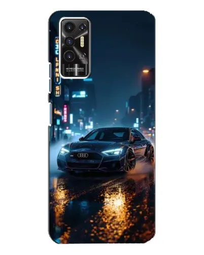 Чехол для TECNO Pova 2 (LE7n) с картинкой «Ночной город и Audi»