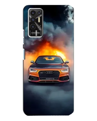 Чехол для TECNO Pova 2 (LE7n) с картинкой «Audi в огненном дыму»