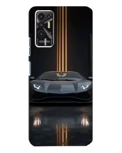 Чехол для TECNO Pova 2 (LE7n) с картинкой «Lamborghini золотые линии»
