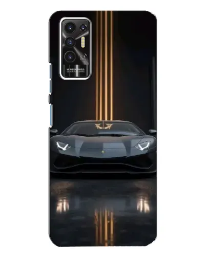 Чехол для TECNO Pova 2 (LE7n) с картинкой «Lamborghini золотые линии»