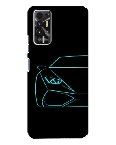 Чехол для TECNO Pova 2 (LE7n) с картинкой «Голубой силуэт Lamborghini»