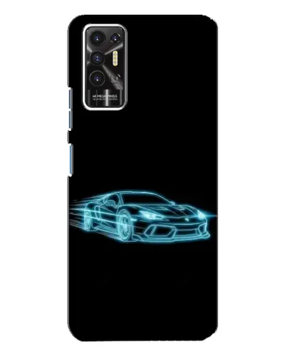 Чехол для TECNO Pova 2 (LE7n) с картинкой «Неоновый контур Lamborghini»