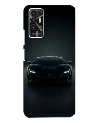 Чехол для TECNO Pova 2 (LE7n) с картинкой «Черный Lamborghini Aventador»