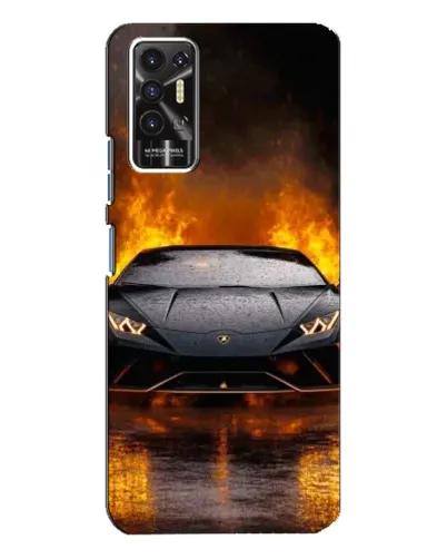 Чехол для TECNO Pova 2 (LE7n) с картинкой «Lamborghini в огне»