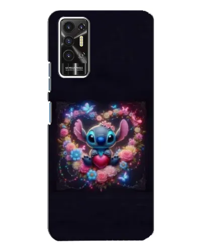 Чехол для TECNO Pova 2 (LE7n) с картинкой «Stitch в цветах»