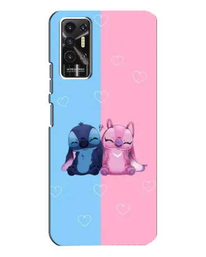 Чехол для TECNO Pova 2 (LE7n) с картинкой «Stitch и Angel Love»