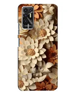 Чехол для TECNO Pova 2 (LE7n) с картинкой «Бежевый флористический декор»