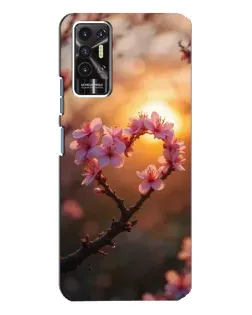 Чехол для TECNO Pova 2 (LE7n) с картинкой «Розовый цвет сердце на фоне заката»