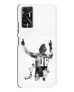 Чехол для TECNO Pova 2 (LE7n) с картинкой «Черно-белый силуэт Месси»