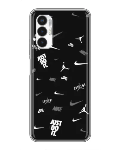 Чехол для TECNO POVA 3 (LF7n) с картинкой «Nike Black Pattern»
