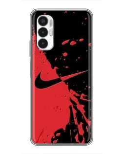 Чехол для TECNO POVA 3 (LF7n) с картинкой «Красные брызги Nike» Чехол для TECNO POVA 3 (LF7n) с картинкой «Красные брызги Nike»