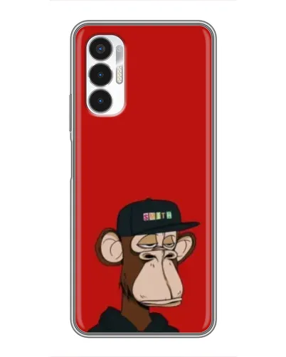 Чехол для TECNO POVA 3 (LF7n) с картинкой «Bored Ape — красный фон»