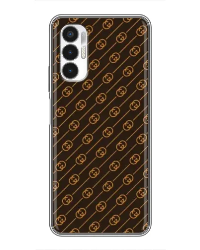 Чехол для TECNO POVA 3 (LF7n) с картинкой «Gucci — золотые диагонали»