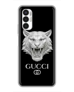 Чехол для TECNO POVA 3 (LF7n) с картинкой «Gucci — серебряный лев»
