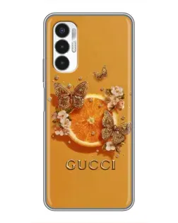 Чехол для TECNO POVA 3 (LF7n) с картинкой «Gucci — золотые бабочки»