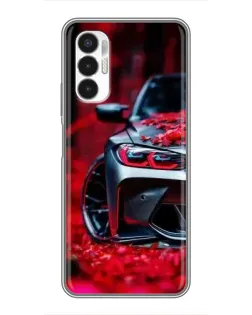 Чехол для TECNO POVA 3 (LF7n) с картинкой «Спортивная BMW и цветы»