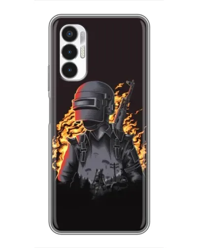 Чехол для TECNO POVA 3 (LF7n) с картинкой «PUBG — огненный силуэт»