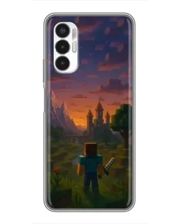Чехол для TECNO POVA 3 (LF7n) с картинкой «Стив у башни» Чехол для TECNO POVA 3 (LF7n) с картинкой «Стив у башни»