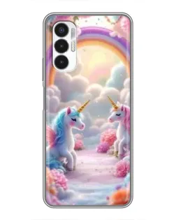 Чехол для TECNO POVA 3 (LF7n) с картинкой «Радуга и единороги»