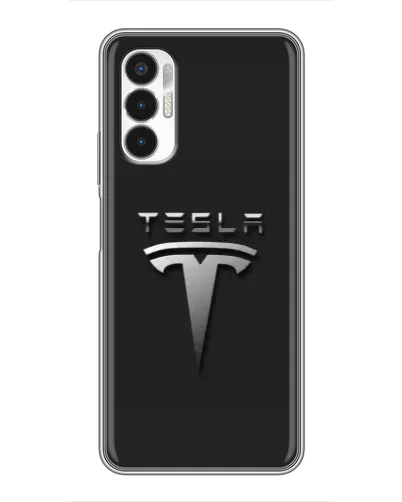 Чехол для TECNO POVA 3 (LF7n) с картинкой «Стальной логотип Tesla»