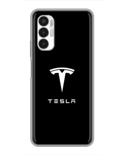 Чехол для TECNO POVA 3 (LF7n) с картинкой «Tesla White Logo»