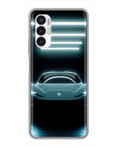 Чехол для TECNO POVA 3 (LF7n) с картинкой «Tesla в неоне»